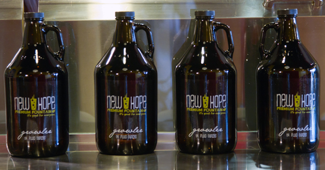 Environmentally friendly growlers for New Hope Premium Fountain